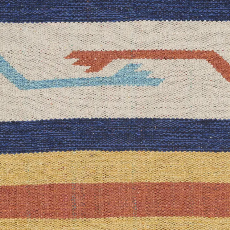 8' Ivory Southwestern Handmade Runner Rug With Fringe