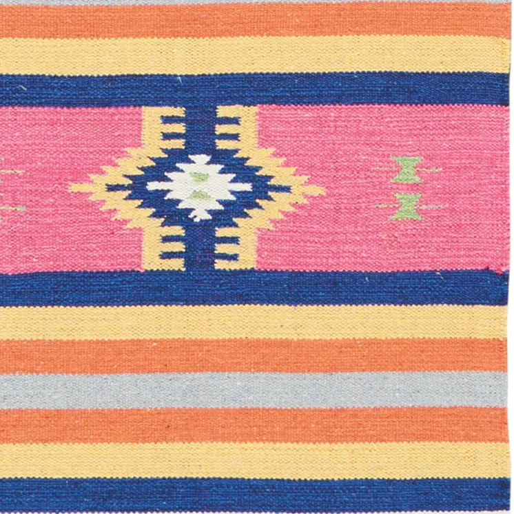8' Ivory Southwestern Handmade Runner Rug With Fringe