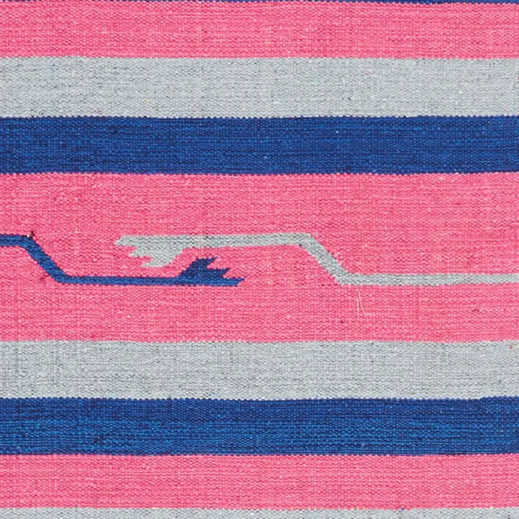 8' Pink And Blue Southwestern Handmade Runner Rug With Fringe