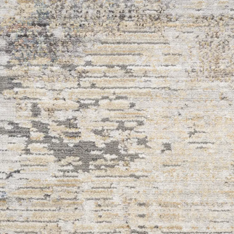 3' X 5' Beige Teal Blue and Gray Abstract Area Rug With Fringe
