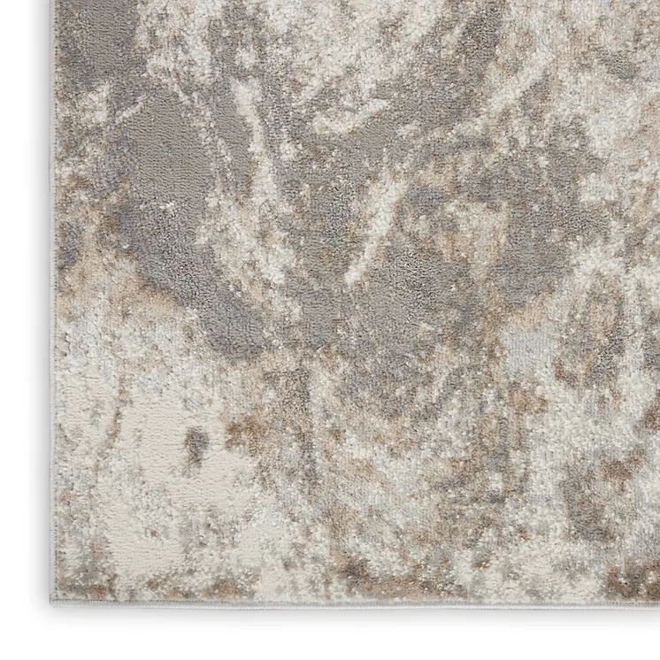 8' Ivory and Gray Abstract Non Skid Runner Rug