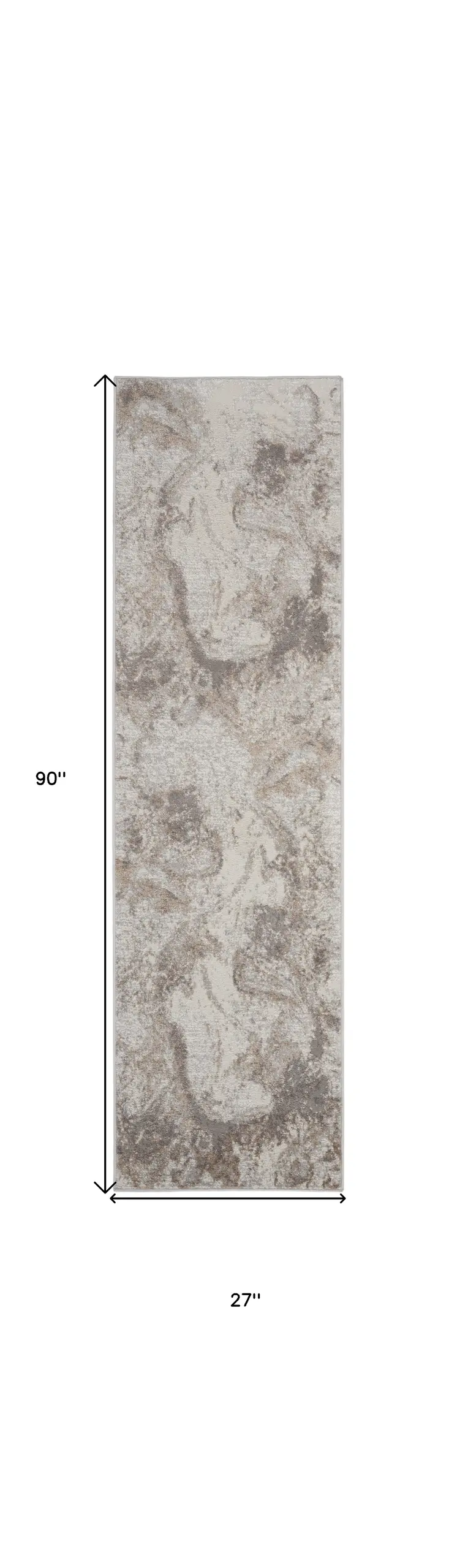8' Ivory and Gray Abstract Non Skid Runner Rug