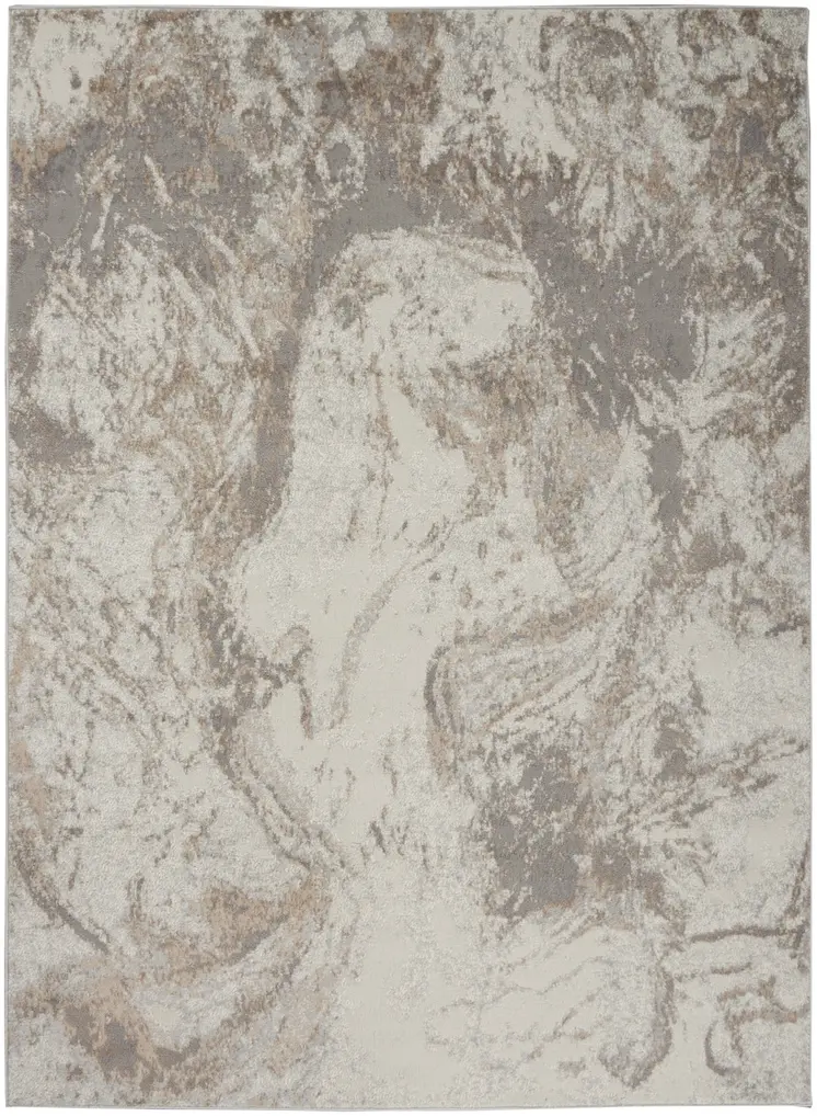 4' X 6' Ivory and Gray Abstract Non Skid Area Rug