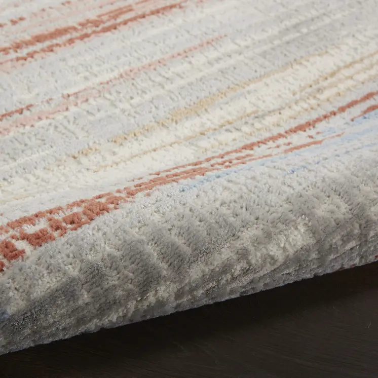 4' X 6' Ivory Red and Blue Abstract Non Skid Area Rug
