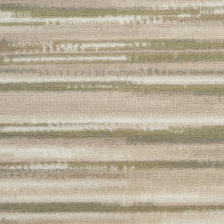 7' Ivory Green and Gray Striped Runner Rug