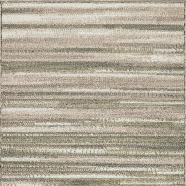 2' X 4' Ivory Green and Gray Striped Area Rug