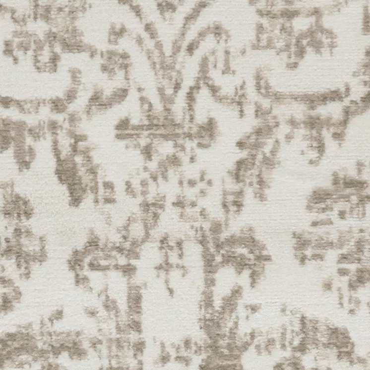 2' X 4' Beige and Ivory Damask Distressed Area Rug