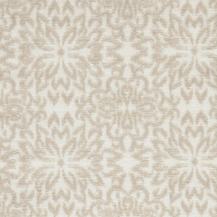 7' Beige and Ivory Floral Runner Rug