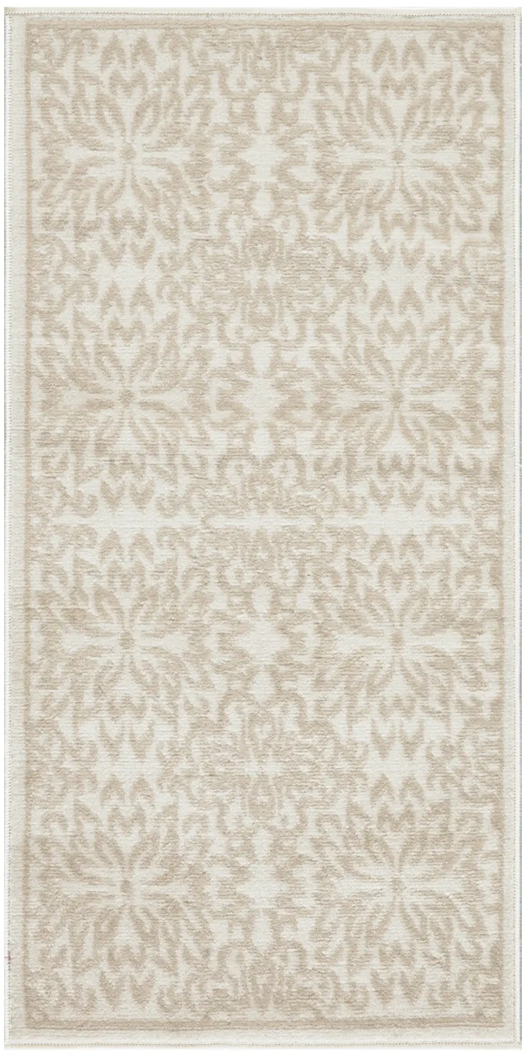 2' X 4' Beige and Ivory Floral Area Rug