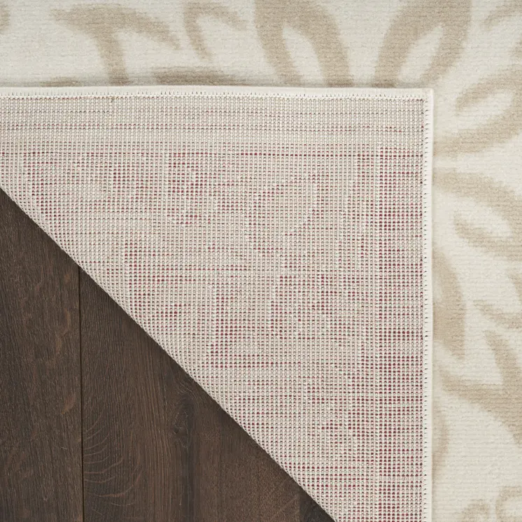 2' X 4' Beige and Ivory Floral Area Rug