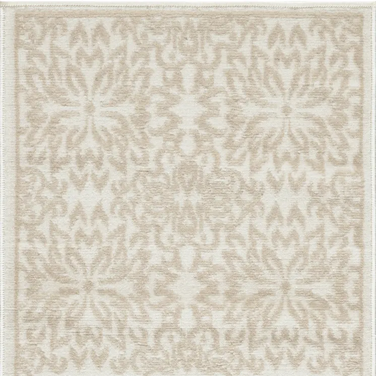 2' X 4' Beige and Ivory Floral Area Rug