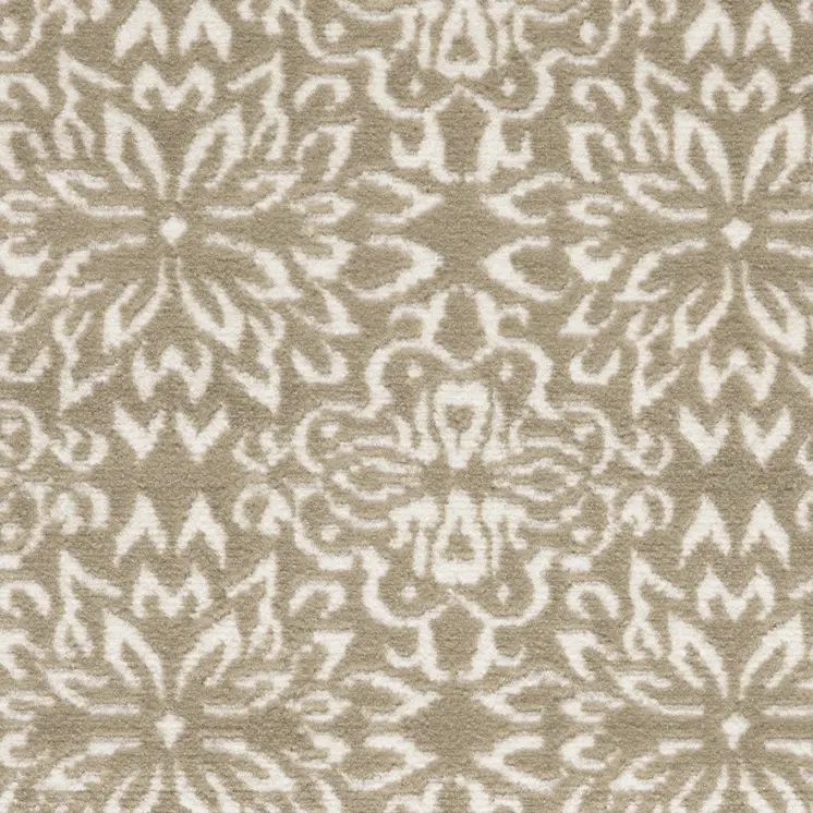 2' X 4' Taupe and Ivory Floral Area Rug