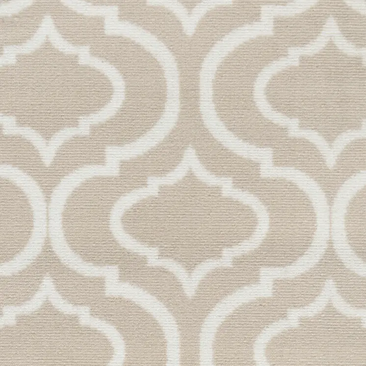 7' Beige and Ivory Trellis Runner Rug