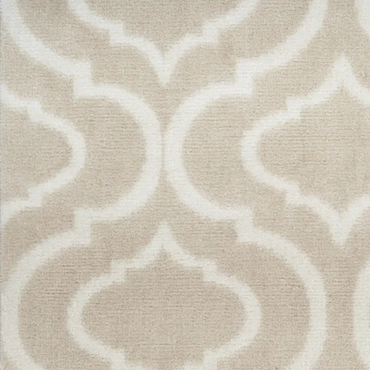 7' Beige and Ivory Trellis Runner Rug