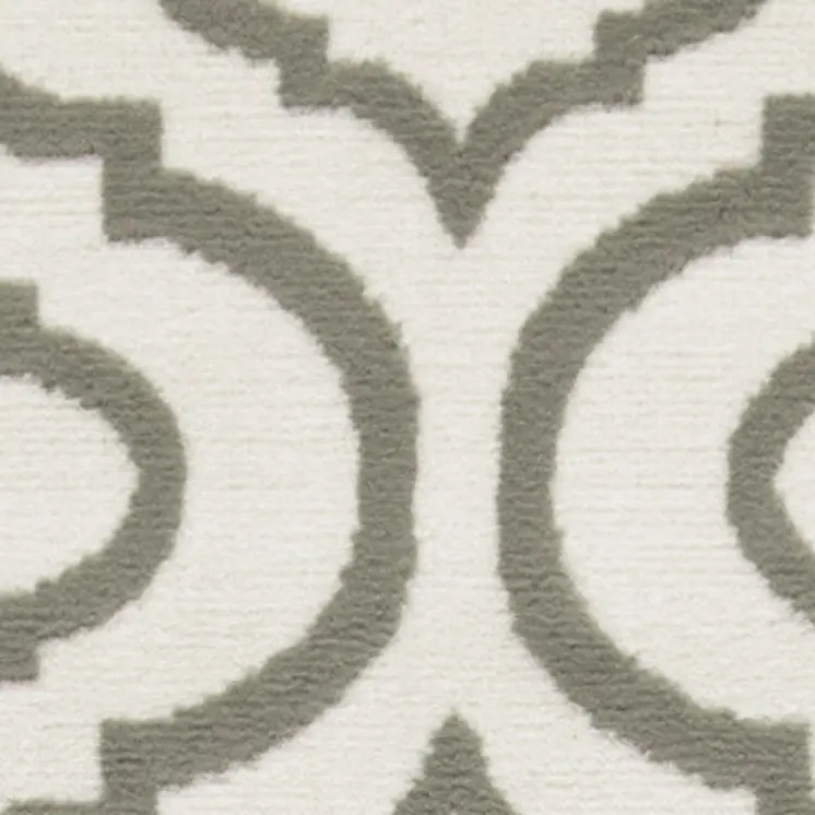 7' Ivory and Green Trellis Runner Rug