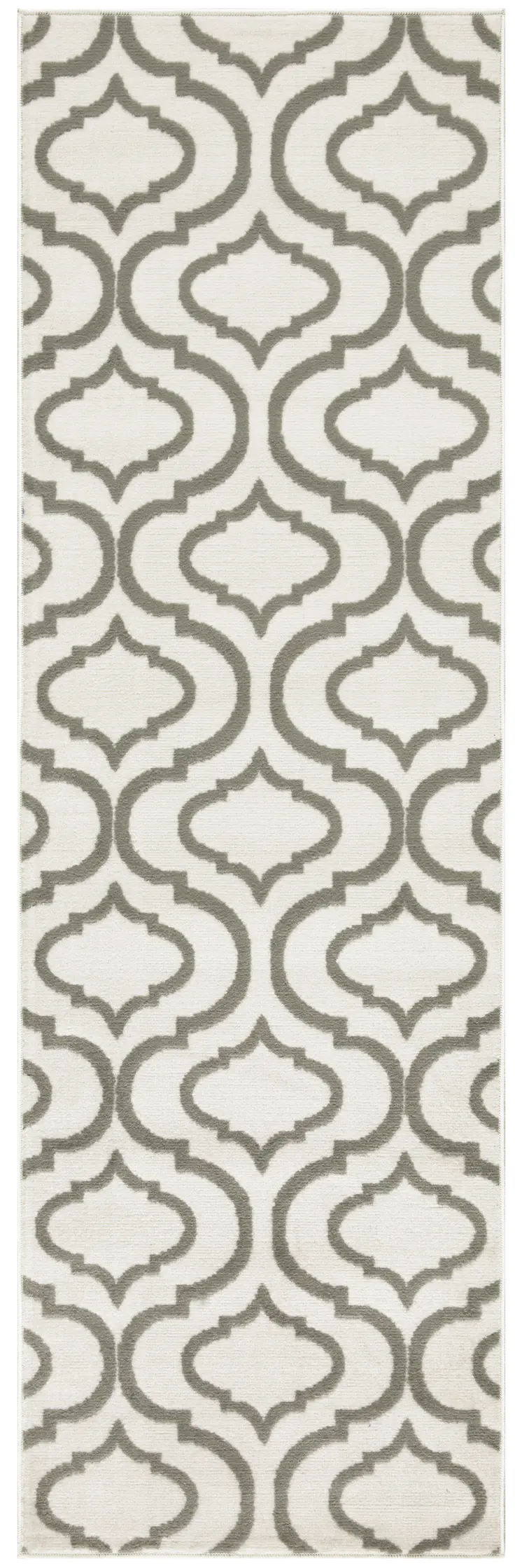 7' Ivory and Green Trellis Runner Rug