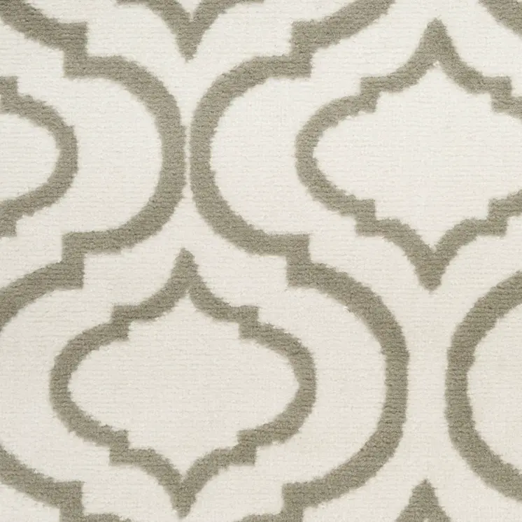7' Ivory and Green Trellis Runner Rug