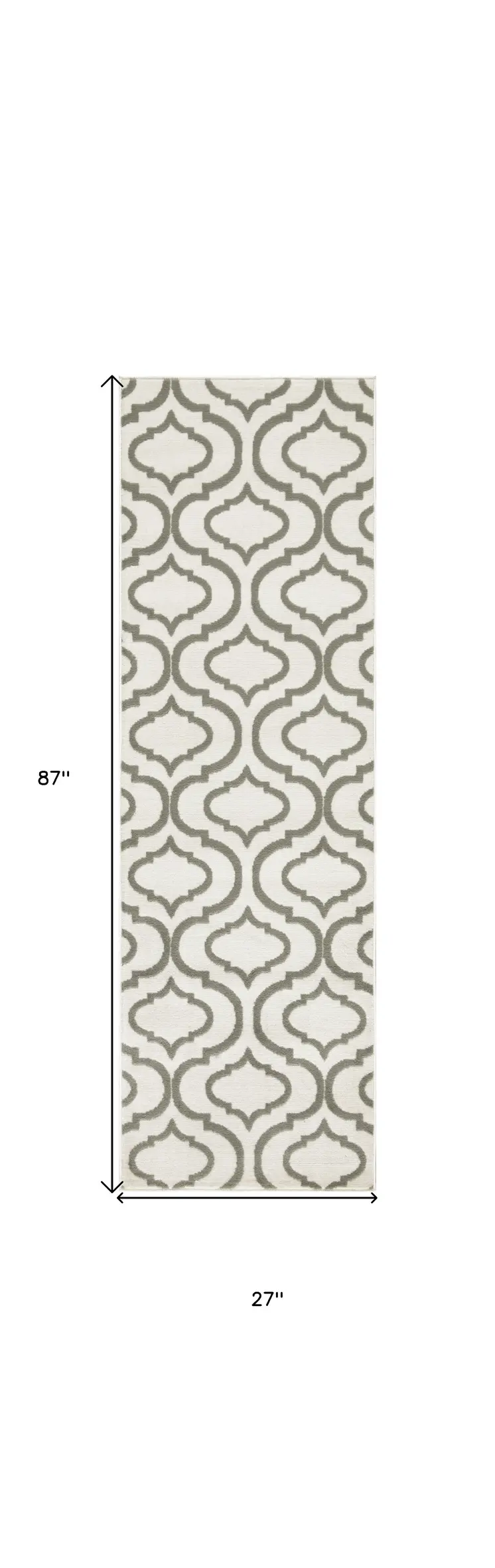 7' Ivory and Green Trellis Runner Rug