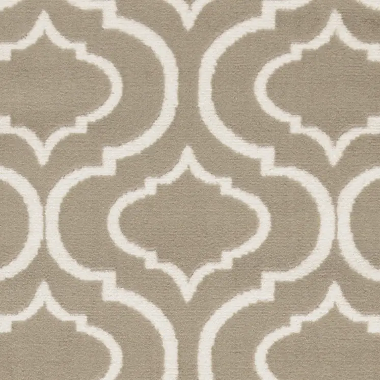 7' Taupe and Ivory Trellis Runner Rug