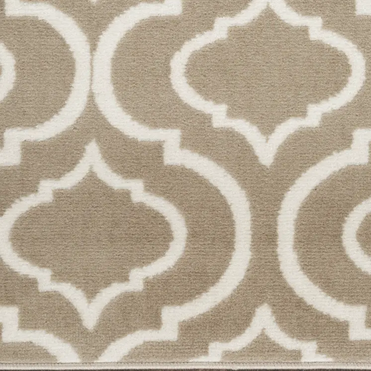 7' Taupe and Ivory Trellis Runner Rug