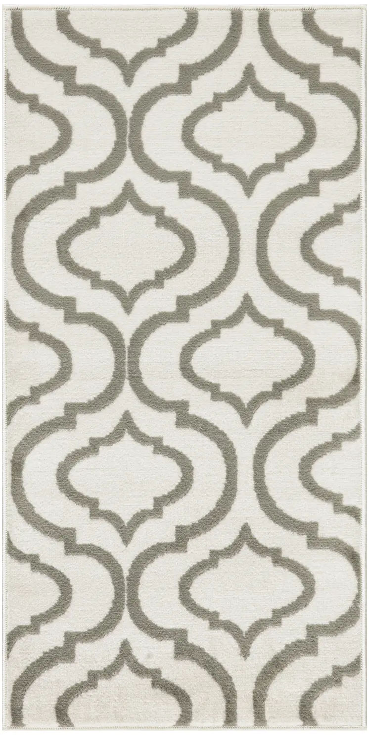 2' X 4' Ivory and Green Trellis Area Rug