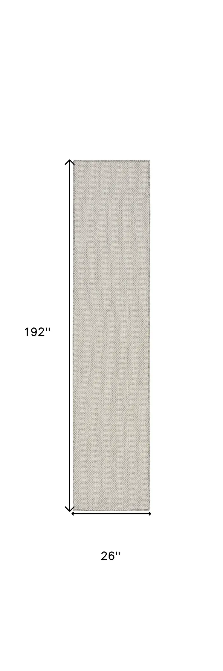 16' Ivory And Silver Geometric Indoor Outdoor Runner Rug