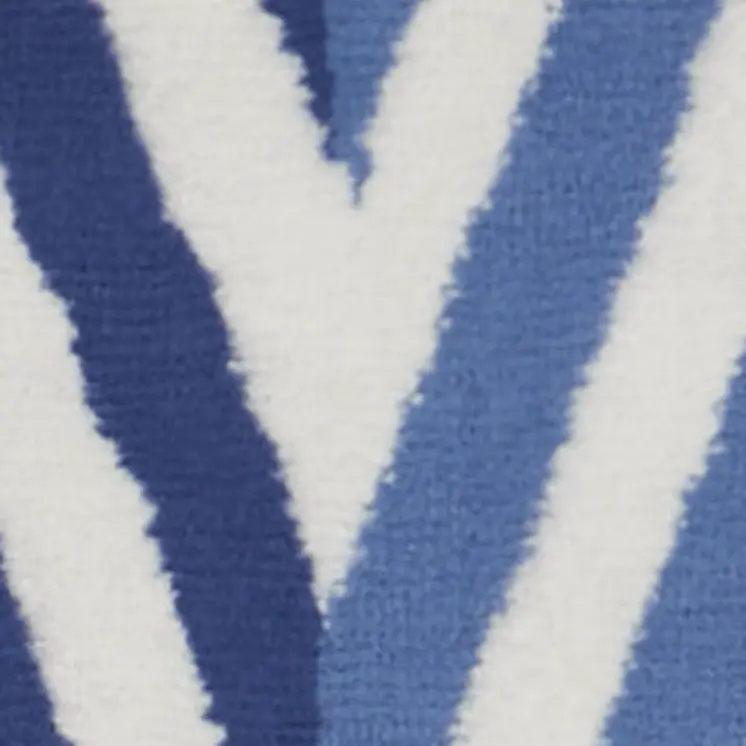 6' Ivory and Blue Geometric Runner Rug