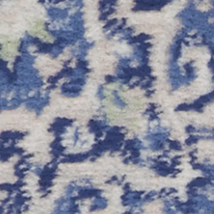 3' X 5' Ivory and Blue Medallion Area Rug