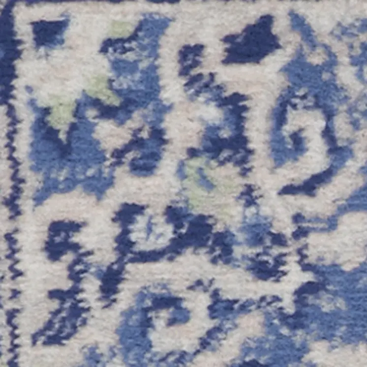 3' X 5' Ivory and Blue Medallion Area Rug