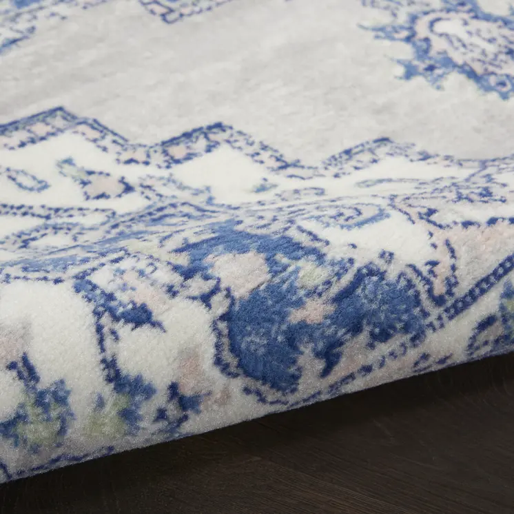 3' X 5' Gray and Blue Medallion Area Rug