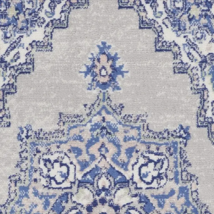 3' X 5' Gray and Blue Medallion Area Rug