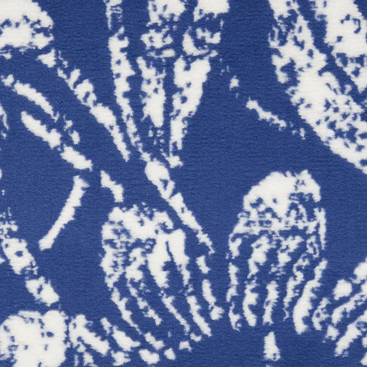 3' X 5' Navy Blue Ivory and Beige Floral Area Rug