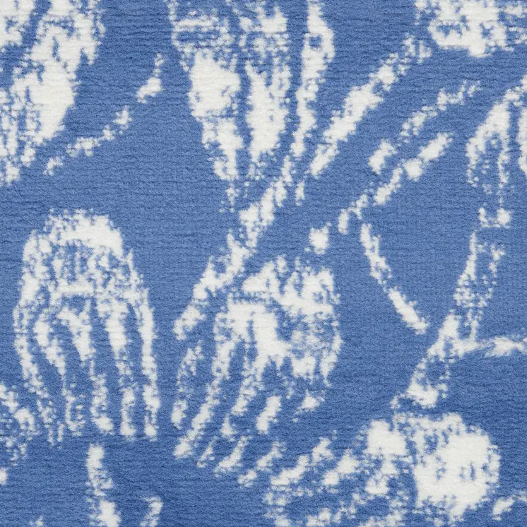 3' X 5' Ivory and Blue Floral Distressed Area Rug