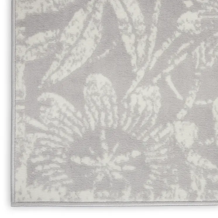 5' X 7' Gray and Ivory Floral Distressed Area Rug