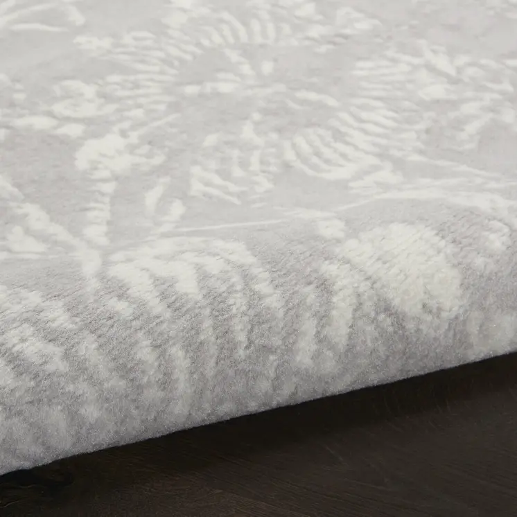 3' X 5' Gray and Ivory Floral Distressed Area Rug