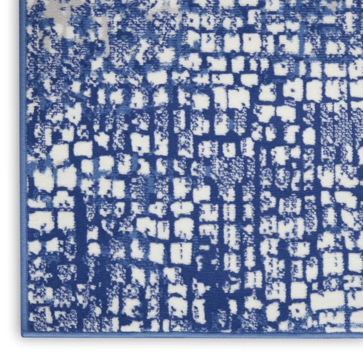 3' X 5' Ivory and Navy Blue Abstract Area Rug