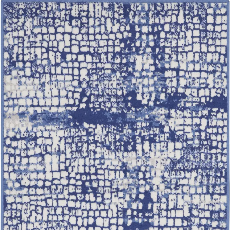 3' X 5' Ivory and Navy Blue Abstract Area Rug