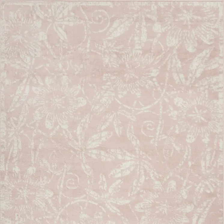 4' X 6' Pink and Ivory Floral Distressed Area Rug