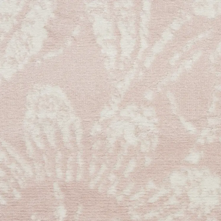 6' Pink and Ivory Floral Distressed Runner Rug