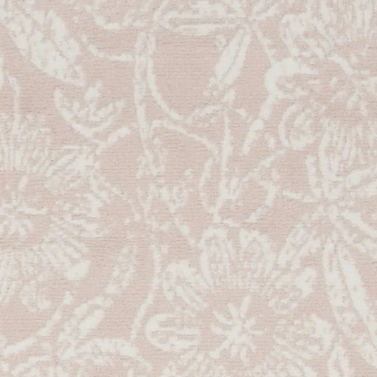 6' Pink and Ivory Floral Distressed Runner Rug