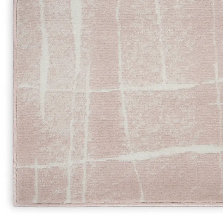 5' X 7' Pink and Ivory Abstract Geometric Area Rug