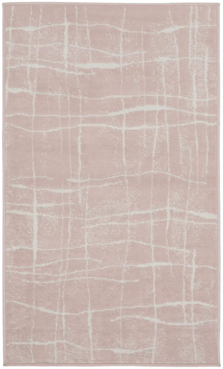 3' X 5' Pink and Ivory Abstract Geometric Area Rug