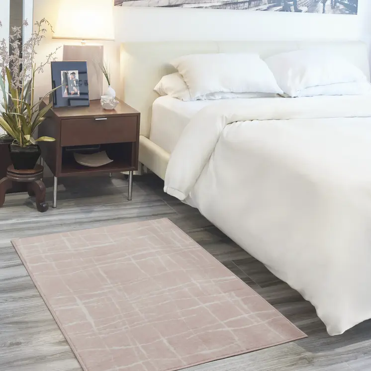 3' X 5' Pink and Ivory Abstract Geometric Area Rug