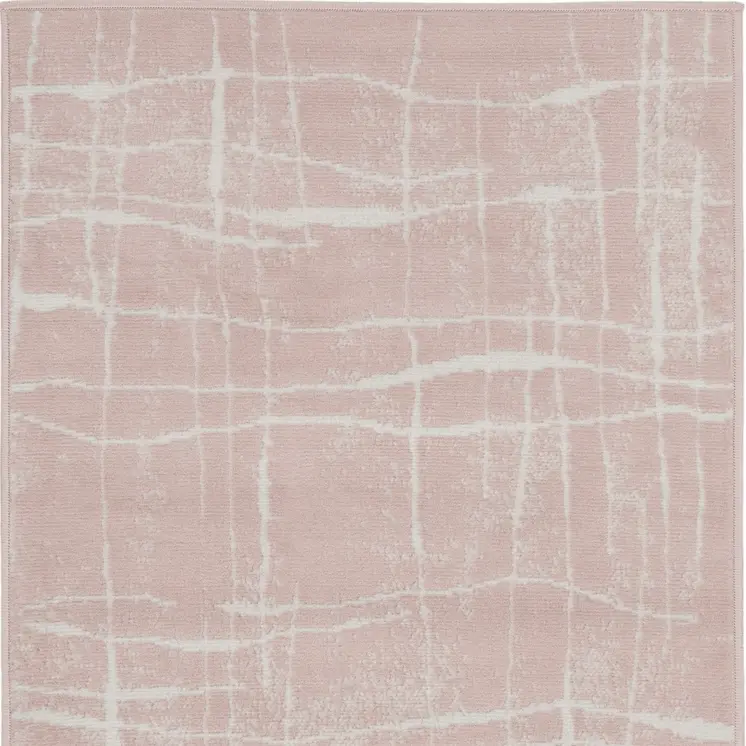 3' X 5' Pink and Ivory Abstract Geometric Area Rug