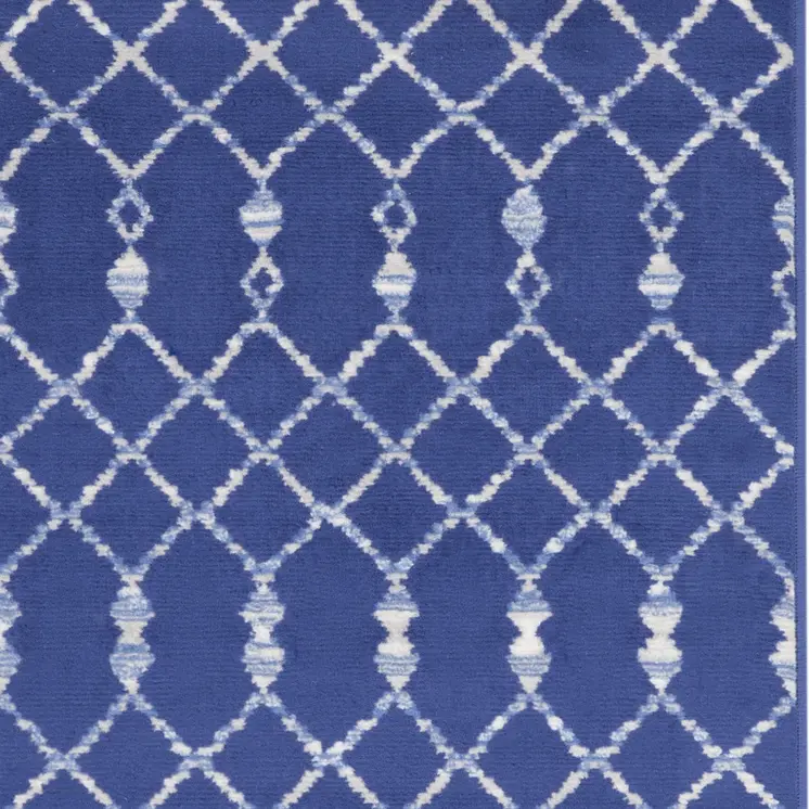 3' X 5' Navy Blue and Ivory Geometric Area Rug