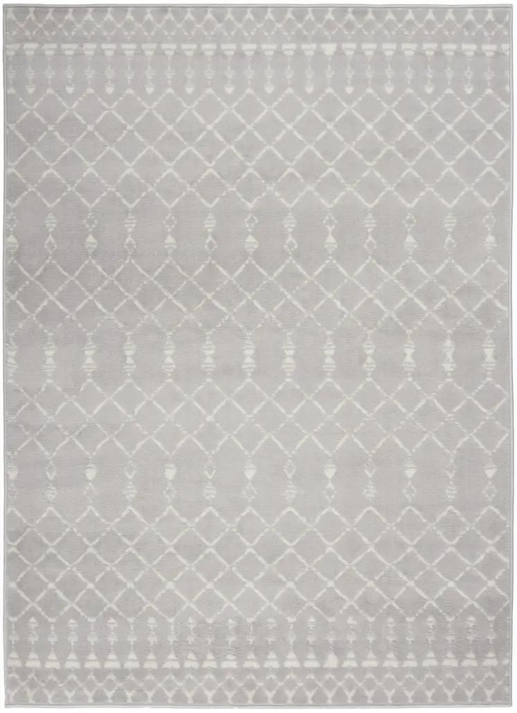 4' X 6' Gray and Ivory Geometric Area Rug