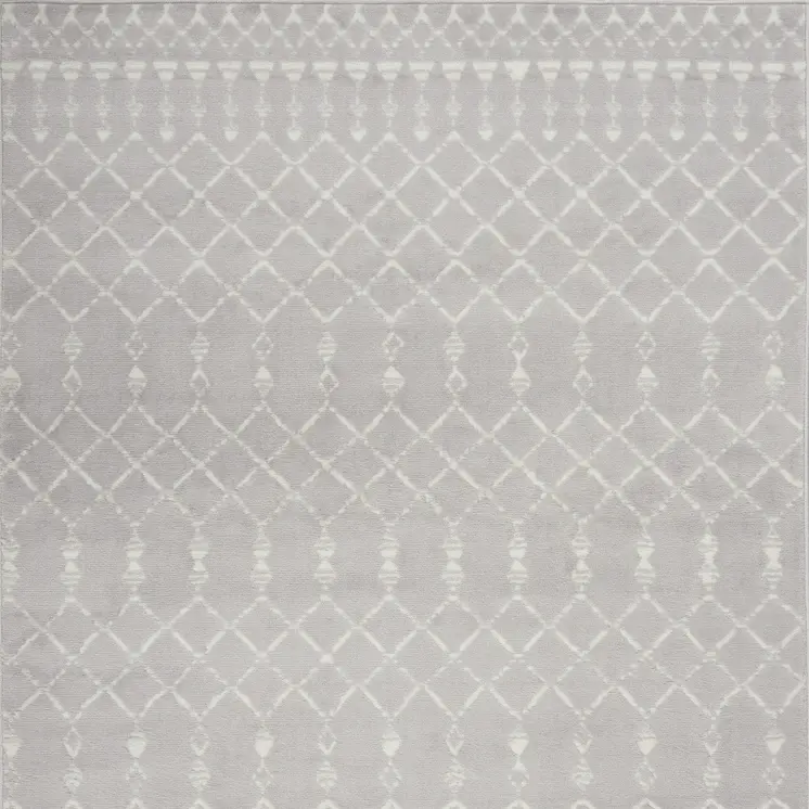 4' X 6' Gray and Ivory Geometric Area Rug