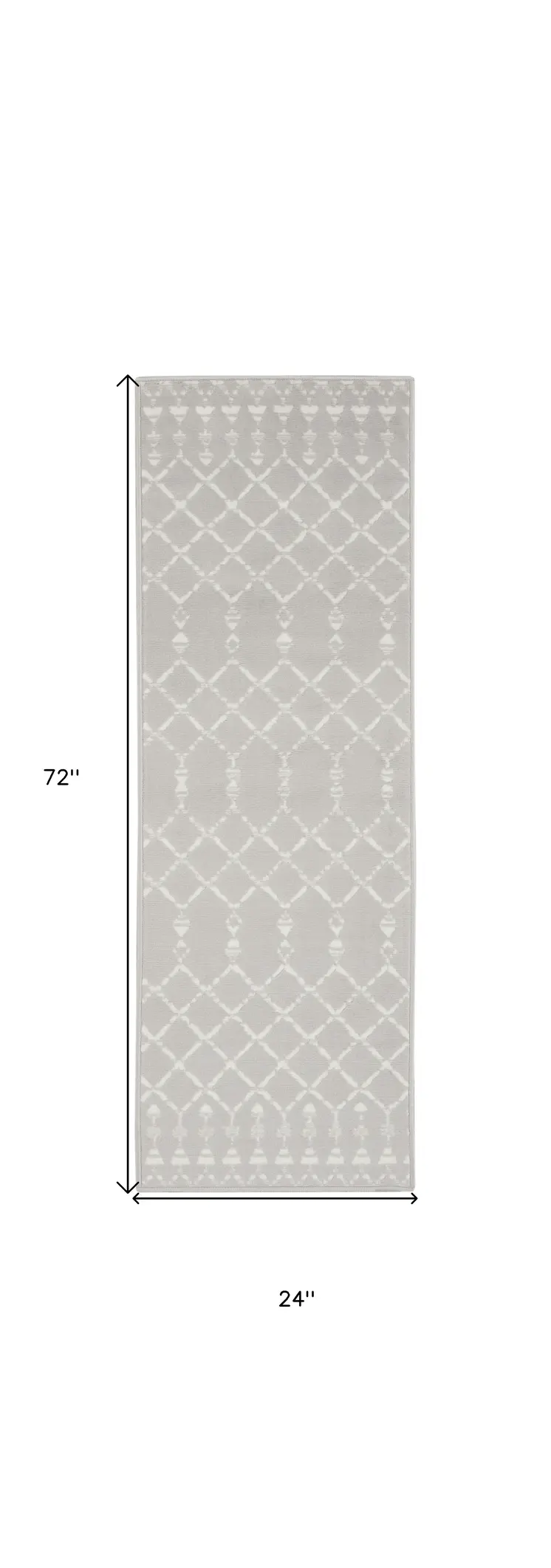 6' Gray and Ivory Geometric Runner Rug