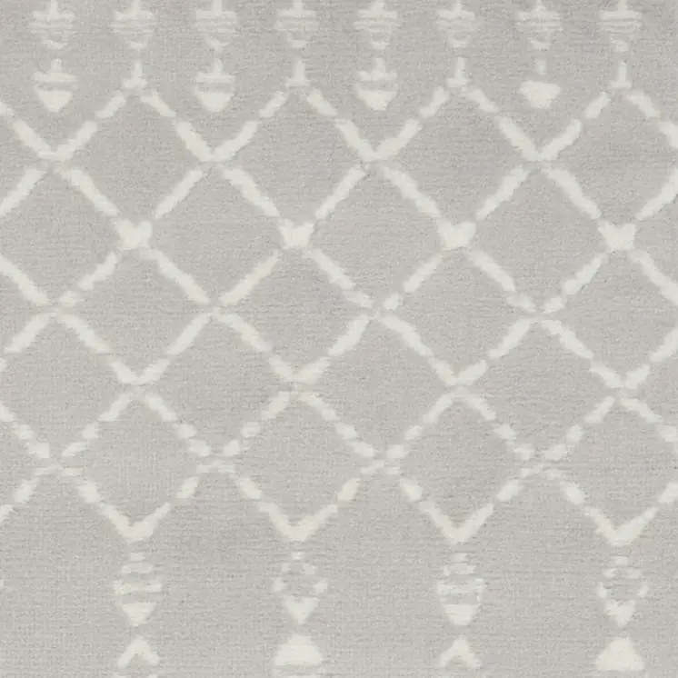6' Gray and Ivory Geometric Runner Rug