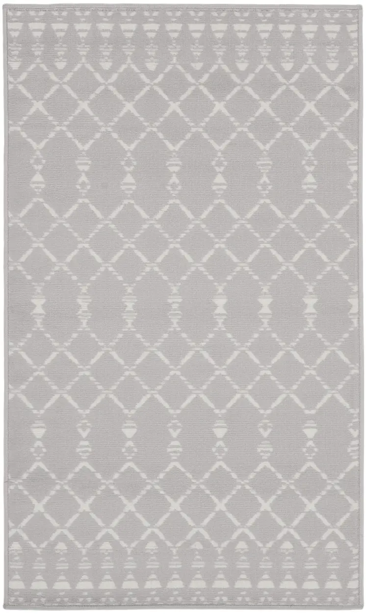 3' X 5' Gray and Ivory Geometric Area Rug